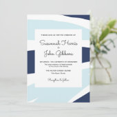 Invitation Marine Abstraite moderne et Mariage bleu clair (Debout devant)