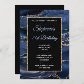 Invitation Marine Agate Gold Parties scintillant Glam 21e ann (Devant / Derrière)