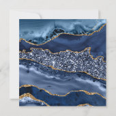 Invitation Marine Agate Gold Parties scintillant Glam 50e ann (Dos)