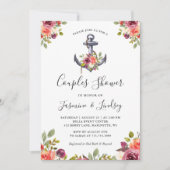 Invitation Marine Ancre nautique Floral Mariage Couples Douch (Devant)