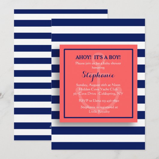 Invitation marine ancrée (Devant / Derrière)