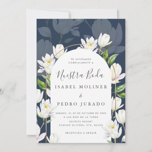 Invitation Marine Aquarelle Botanique Nuestra Boda Mariage (Devant)