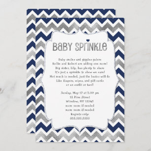 Invitation Marine Argent Bébé Sprinkle, garçon baby shower in