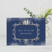 Invitation Marine Argent Frame Royal Serez-Vous Ma Femme D'Ac (Debout devant)