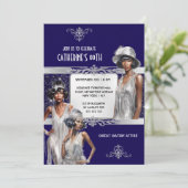 Invitation Marine argent Great Gatsby Flapper filles annivers (Debout devant)