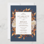 Invitation Marine Automne Terracotta Aquarelle Florale Mariag (Devant)