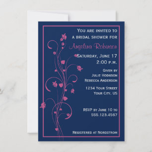 Invitation Marine Avec Fête des mariées Florale Rose Design I