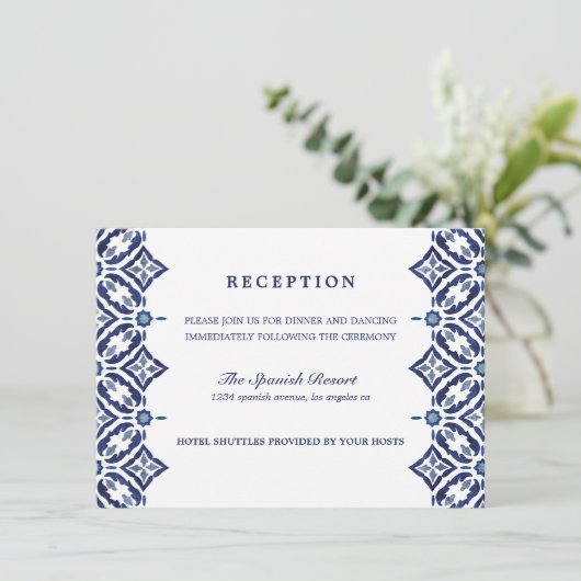 Invitation Marine Azulejo | Espagne Réception mariage en mosa (Debout devant)