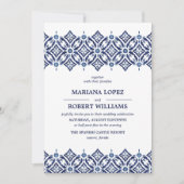 Invitation Marine Azulejo | Espagnol Mariage de dentelle fron (Devant)