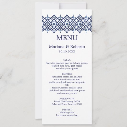 Invitation Marine Azulejo | Indigo Espagnol TILE mariage (Devant)
