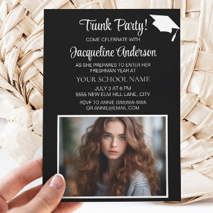 Invitation Marine Biue White Graduation Cap Trunk Party Photo
