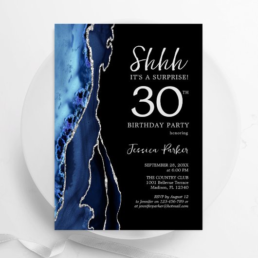 Invitation Marine Black Silver Agate Surprise 30e anniversair