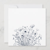 Invitation Marine Blanc Floral Mariage manuscrit Merci (Dos)