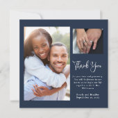 Invitation Marine Blanc Floral Mariage manuscrit Merci (Devant)