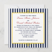 Invitation Marine, Blanc, Jaune, Rouge Stripes & S (Dos)