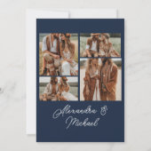 Invitation Marine bleu 4 photo grille mariage (Dos)