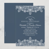 Invitation Marine Bleu 50e anniversaire Mariage Élégante dent (Devant / Derrière)