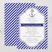 Invitation Marine bleu ancre marine mariage nuptiale douche (Devant / Derrière)