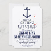 Invitation Marine Bleu Ancre nautique Typographie Mariage rou (Devant)