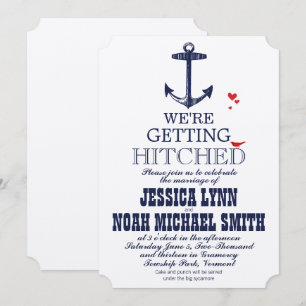 Invitation Marine Bleu Ancre nautique Typographie Mariage rou