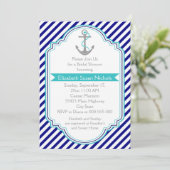 Invitation Marine bleu, aqua nautique mariage douche nuptiale (Debout devant)