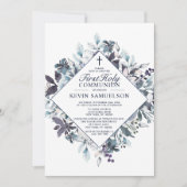 Invitation Marine Bleu Aquarelle Première Sainte Communion Ga (Devant)