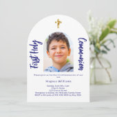 Invitation Marine bleu arc photo garçon Première communion sa (Debout devant)