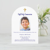 Invitation Marine bleu arc photo garçon Première communion sa (Debout devant)