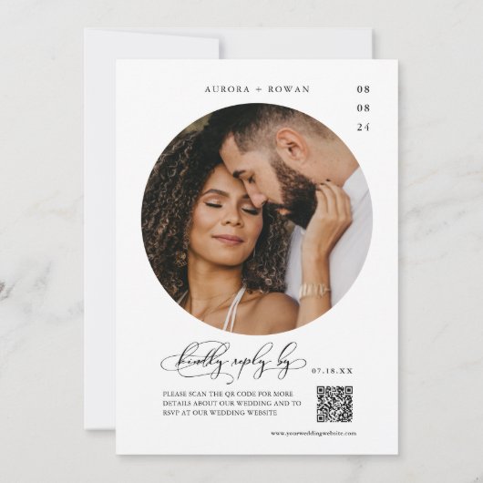 Invitation Marine Bleu Arc QR Code Mariage Photo (Dos)