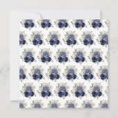 Invitation Marine Bleu Argent Fleurs élégantes Fête d'anniver (Dos)