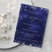 Invitation Marine bleu argent moderne script mariage