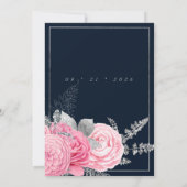 Invitation Marine bleu argent parties scintillant rose mariag (Dos)