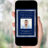 Invitation Marine bleu argent photo anniversaire