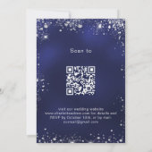 Invitation Marine bleu argent QR code RSVP luxe mariage (Dos)