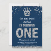 Invitation Marine Bleu Argent Royal Prince Premier anniversai (Devant)