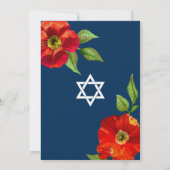 Invitation Marine bleu Bat mitzvah Rouge Floral Aquarelle mod (Dos)