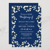 Invitation Marine Bleu Bébé's Respiration Frontière Mariage I (Devant / Derrière)