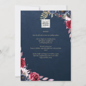 Invitation Marine Bleu Berry Floral Bourgogne hiver automne (Dos)