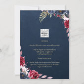 Invitation Marine Bleu Berry Floral Bourgogne hiver automne (Dos)