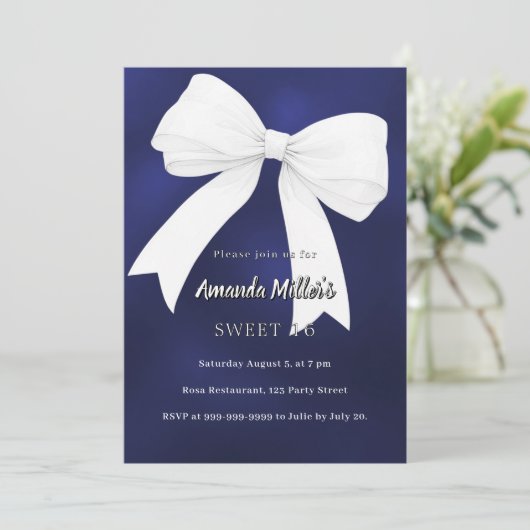 Invitation Marine bleu blanc arc doux 16 (Debout devant)