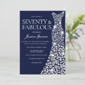 Invitation Marine Bleu Blanc Diamant Robe 70e anniversaire fê (Debout devant)