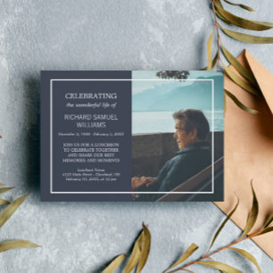 Invitation Marine Bleu & Blanc Minimal Célébrer la vie Phot