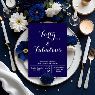 Invitation Marine Bleu & Blanc "Quarante et fabuleux" 40e ann