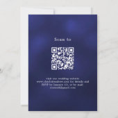 Invitation Marine bleu blanc roses dentelle QR code mariage (Dos)