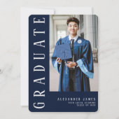 Invitation Marine Bleu Blanc Une photo Diplôme (Devant)