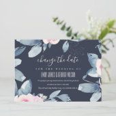INVITATION MARINE BLEU BLEU MARIAGE FLORAL CHANGER LA DATE (Debout devant)