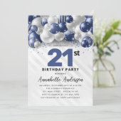 Invitation Marine Bleu Bleu Parties scintillant de ballons d' (Debout devant)