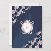 Invitation Marine Bleu & Blush rose Floral Elegant Quinceañer (Dos)