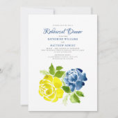 Invitation Marine Bleu Boho Jaune Floral été (Devant)
