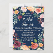 Invitation Marine Bleu Boho Vert automne Fête des mariées flo (Devant)